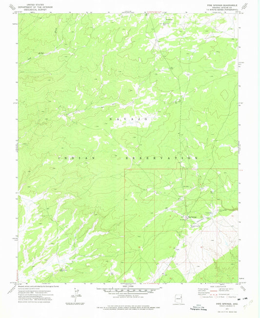 Classic USGS Pine Springs Arizona 7.5'x7.5' Topo Map Image