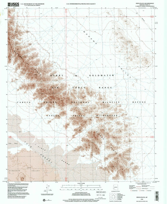 Classic USGS Pinta Playa Arizona 7.5'x7.5' Topo Map Image