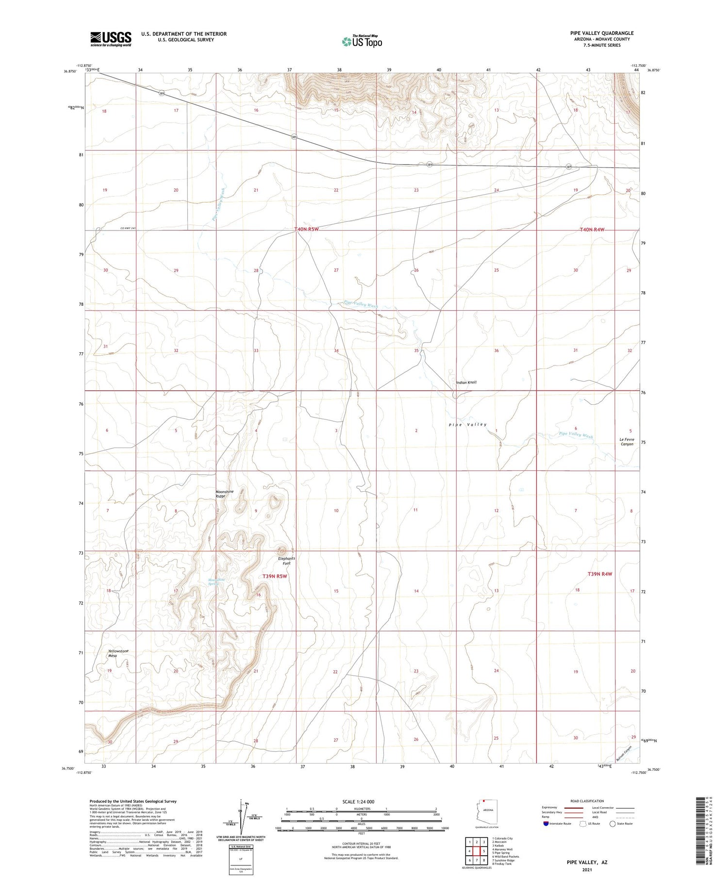 Pipe Valley Arizona US Topo Map Image