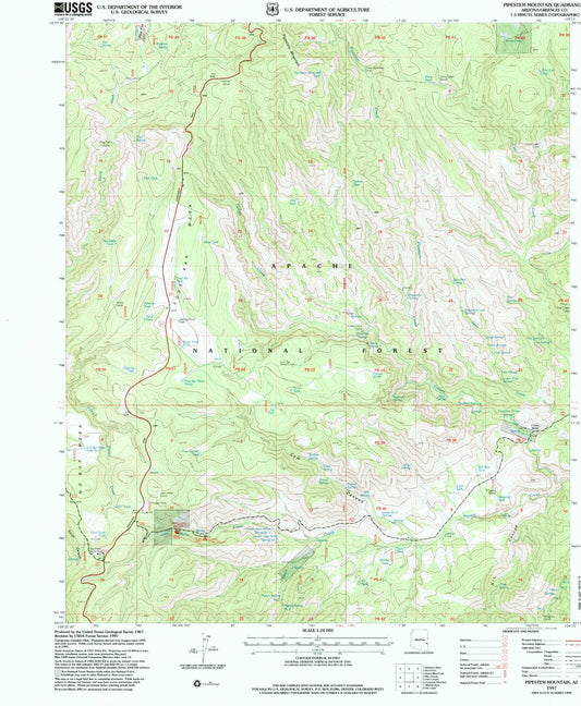 Classic USGS Pipestem Mountain Arizona 7.5'x7.5' Topo Map Image