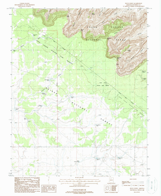 Classic USGS Piute Point Arizona 7.5'x7.5' Topo Map Image