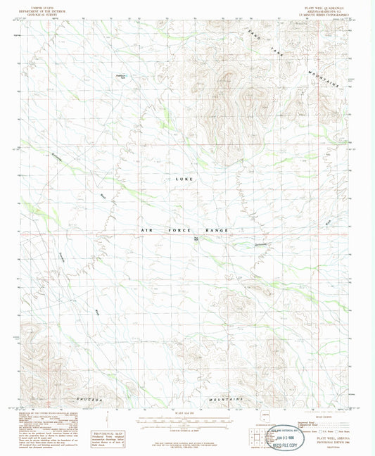Classic USGS Platt Well Arizona 7.5'x7.5' Topo Map Image