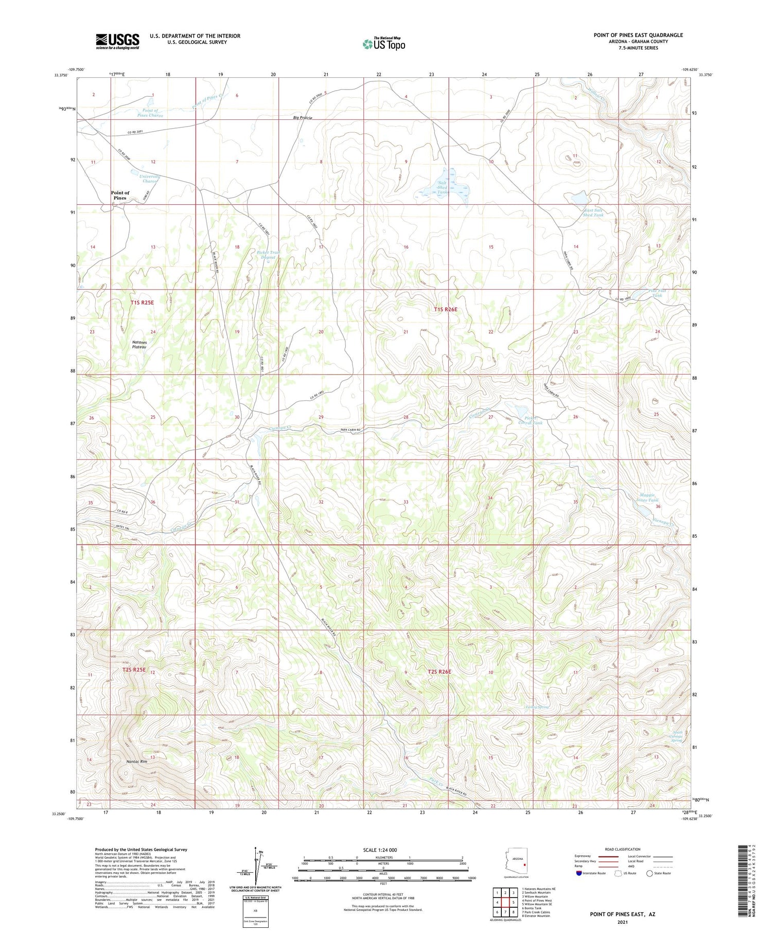 Point of Pines East Arizona US Topo Map Image