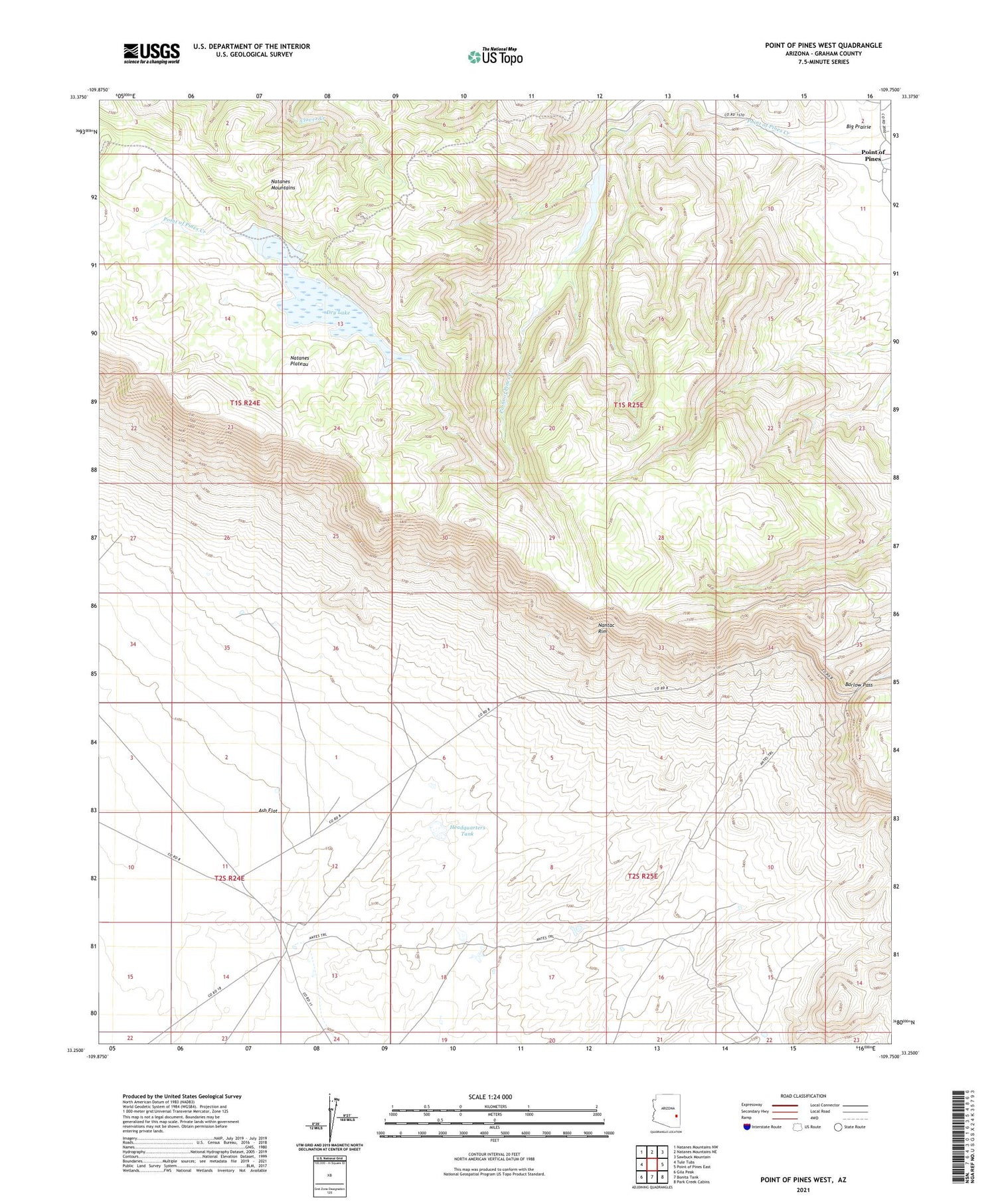 Point of Pines West Arizona US Topo Map Image