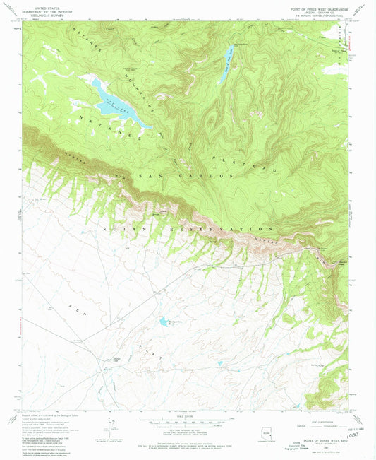 Classic USGS Point of Pines West Arizona 7.5'x7.5' Topo Map Image