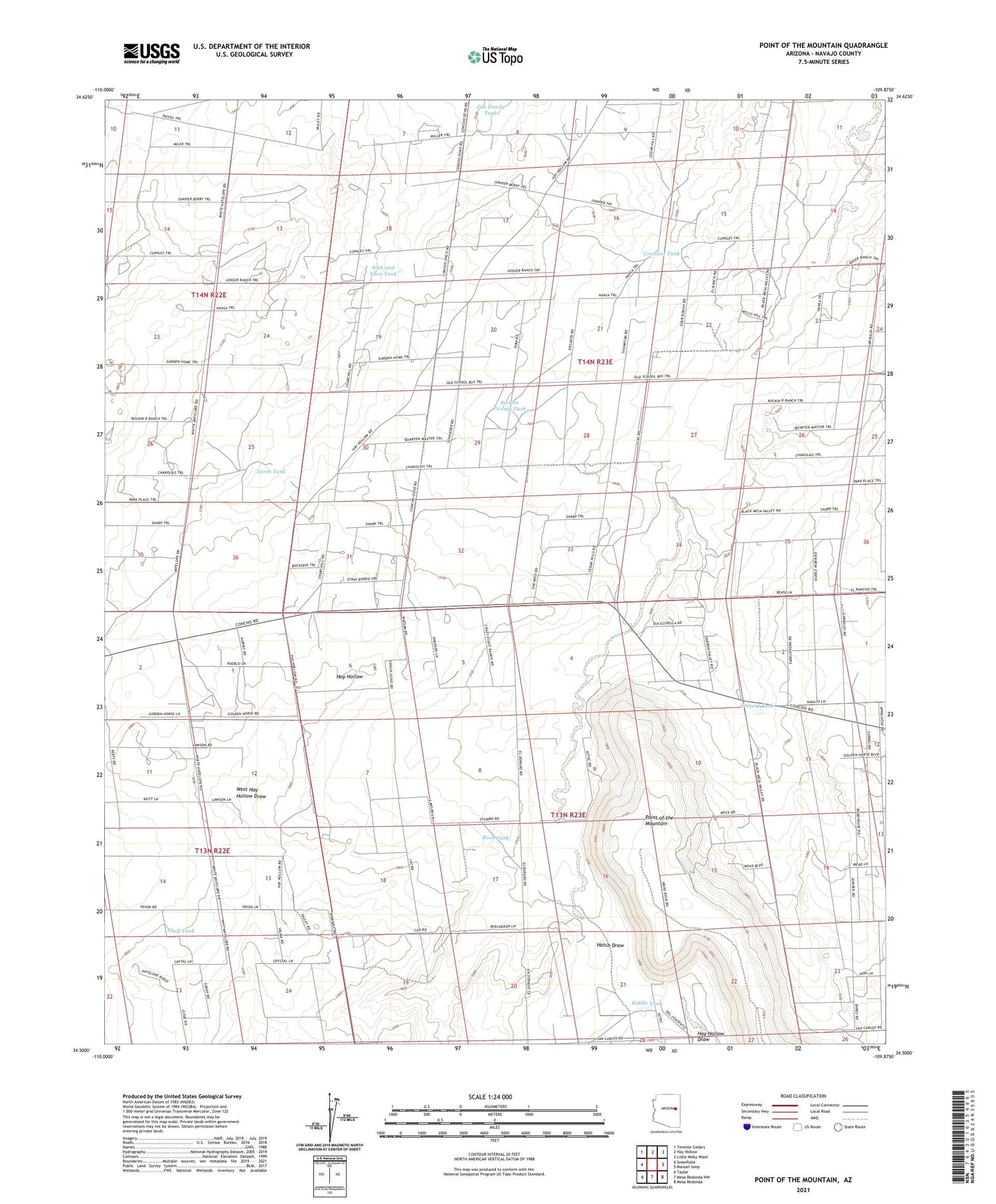 Point of the Mountain Arizona US Topo Map Image