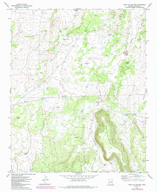 Classic USGS Point of the Mountain Arizona 7.5'x7.5' Topo Map Image