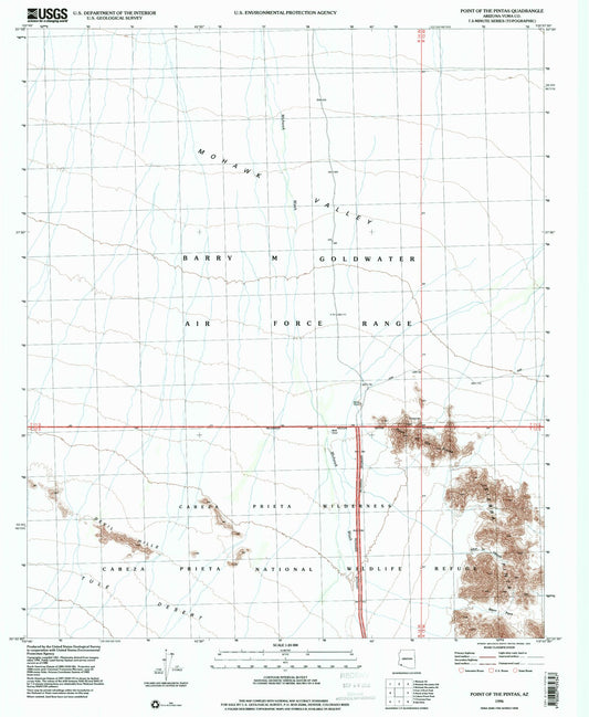 Classic USGS Point of the Pintas Arizona 7.5'x7.5' Topo Map Image