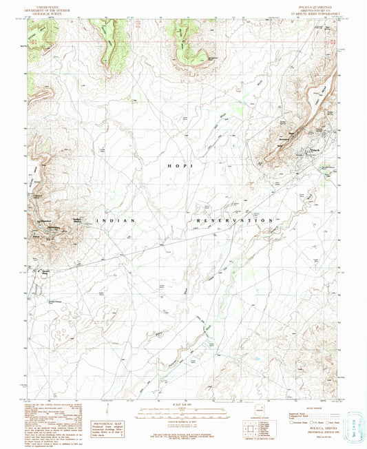 Classic USGS Polacca Arizona 7.5'x7.5' Topo Map Image
