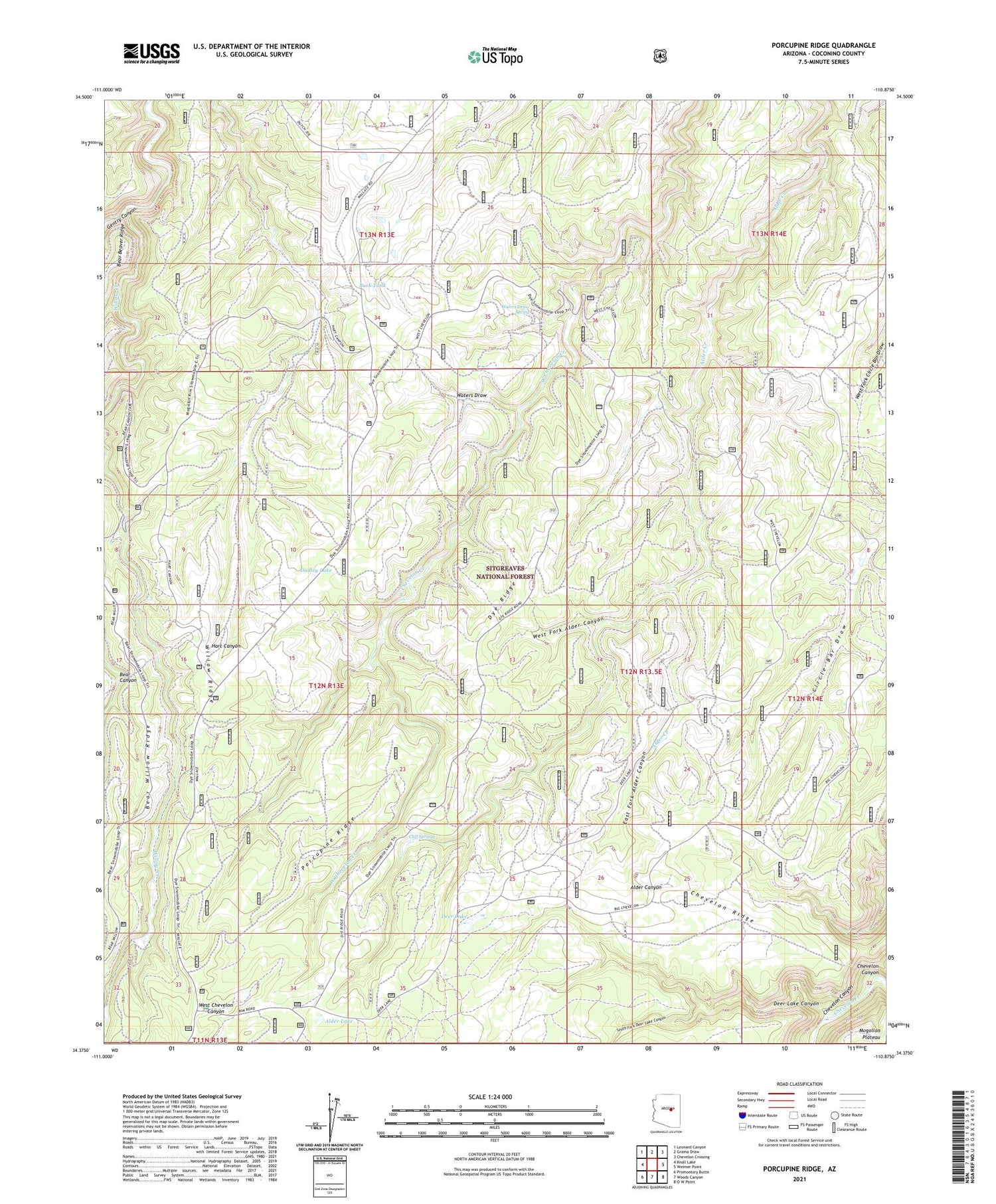 Porcupine Ridge Arizona US Topo Map Image