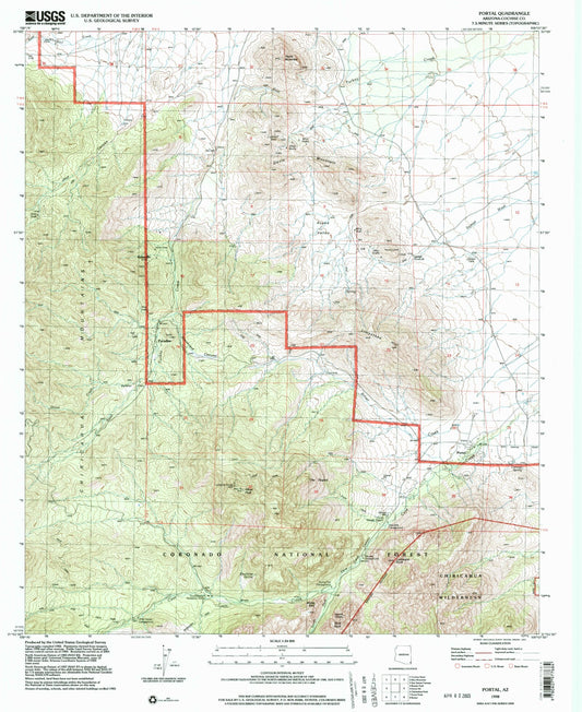 Classic USGS Portal Arizona 7.5'x7.5' Topo Map Image