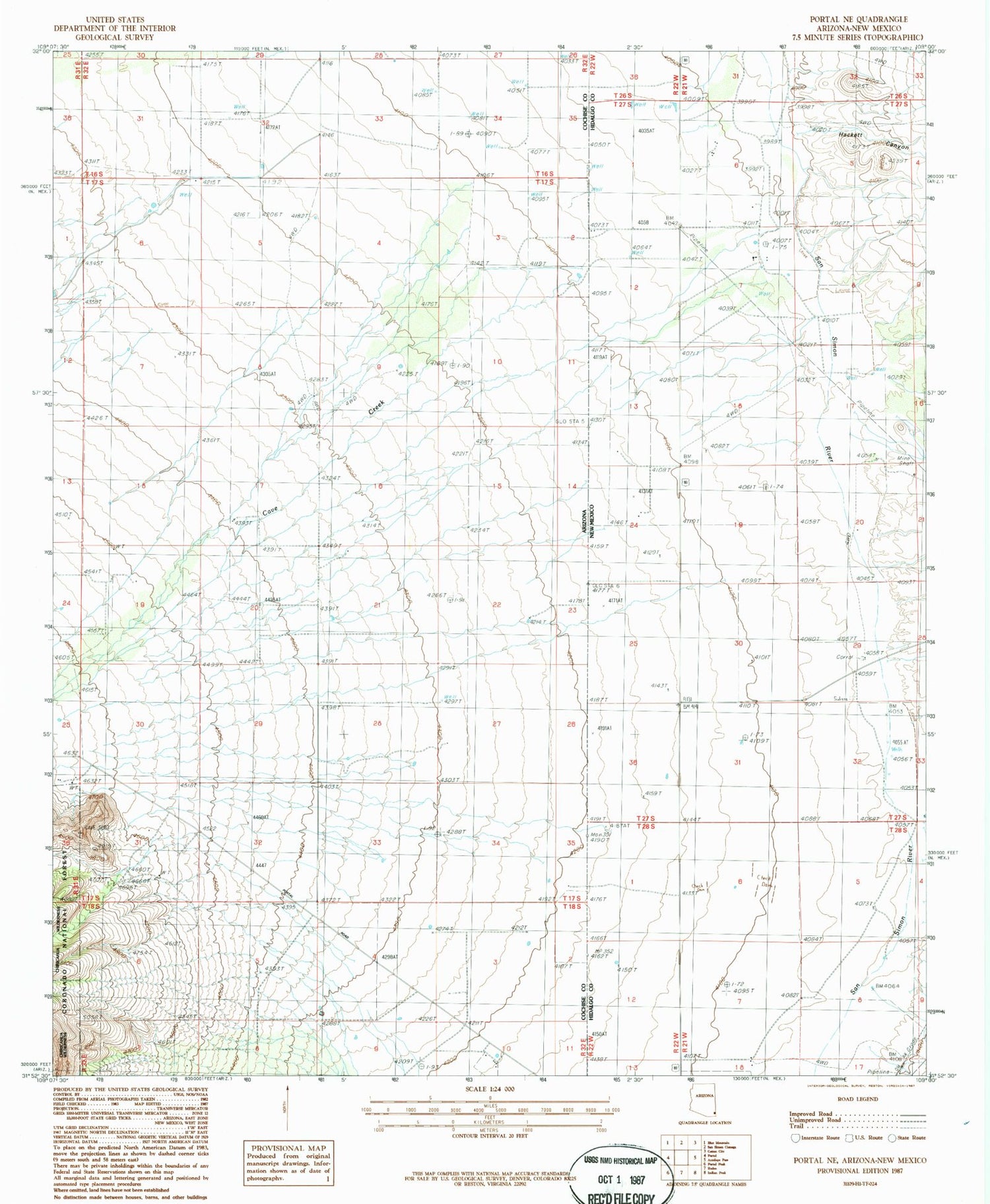 Classic USGS Portal NE Arizona 7.5'x7.5' Topo Map Image