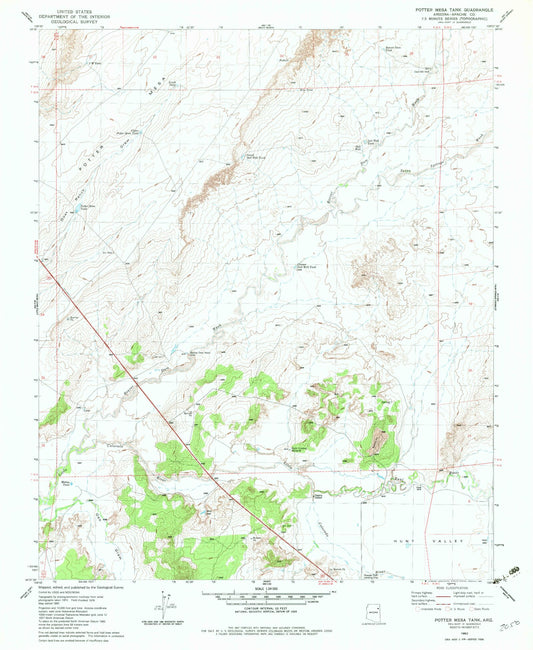 Classic USGS Potter Mesa Tank Arizona 7.5'x7.5' Topo Map Image