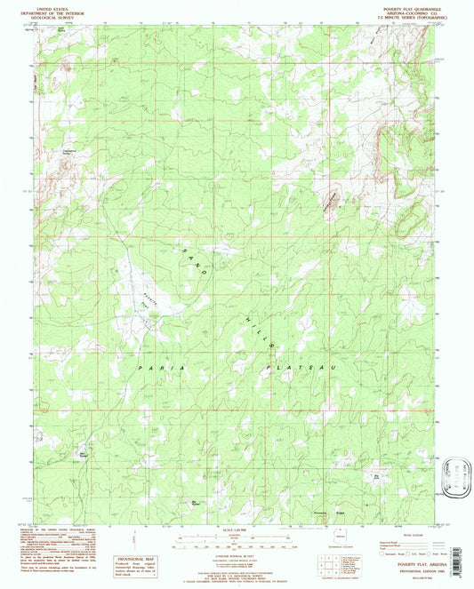 Classic USGS Poverty Flat Arizona 7.5'x7.5' Topo Map Image