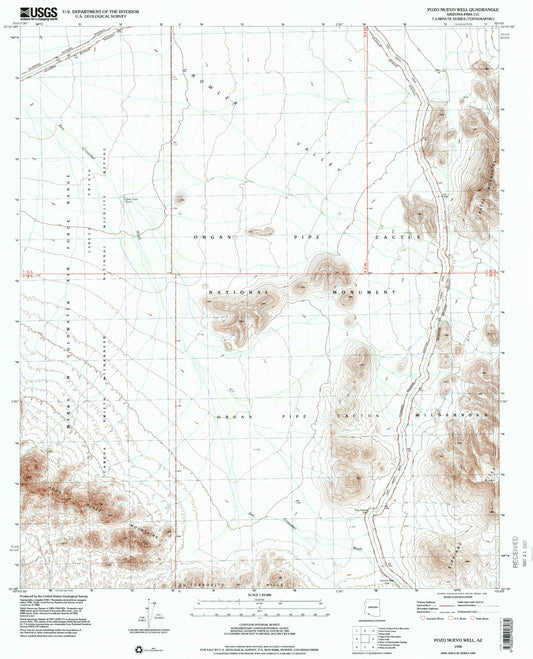 Classic USGS Pozo Nuevo Well Arizona 7.5'x7.5' Topo Map Image