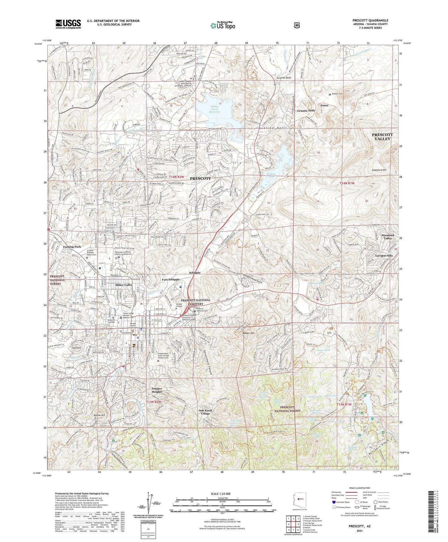 Prescott Arizona US Topo Map Image