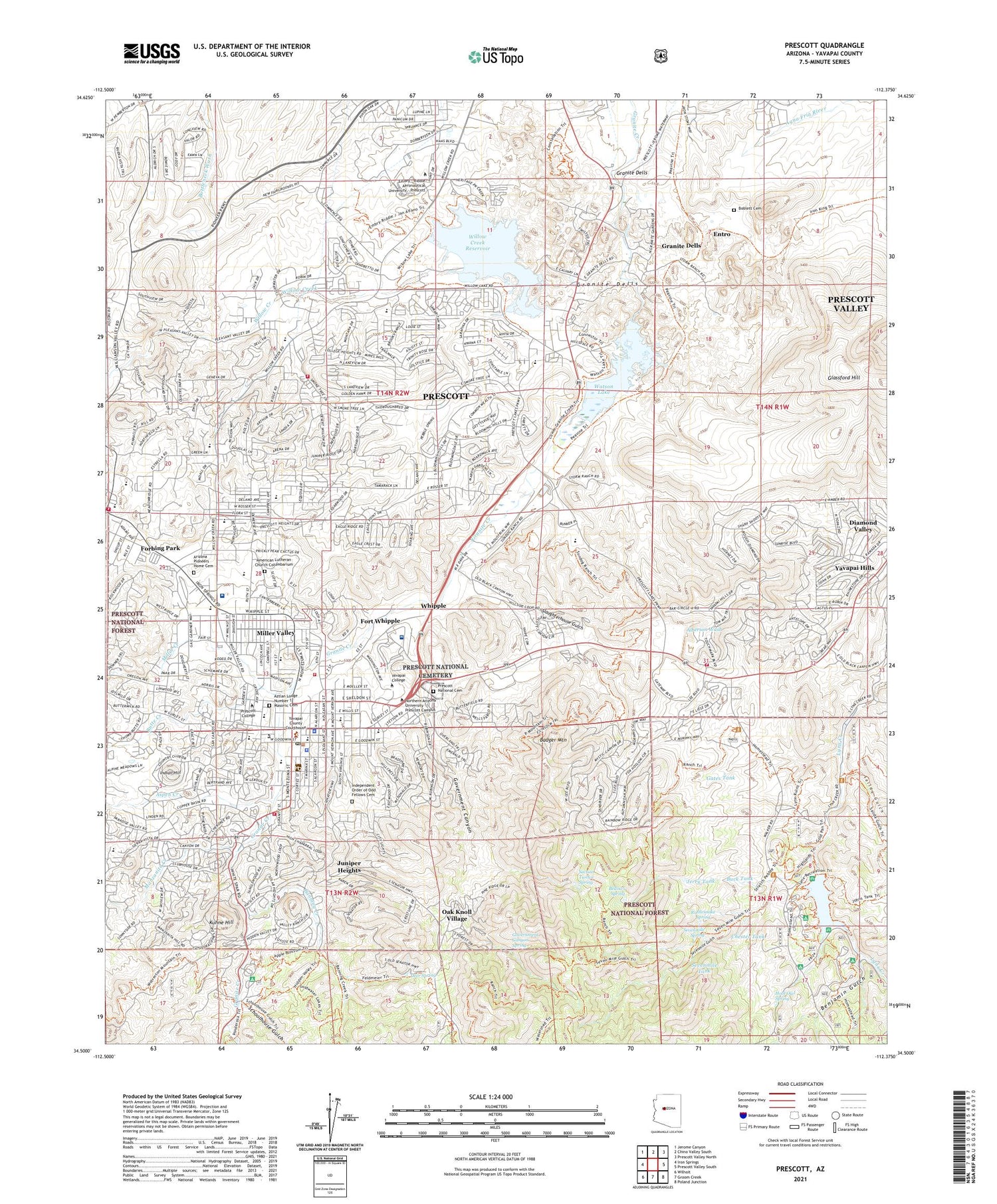 Prescott Arizona US Topo Map Image