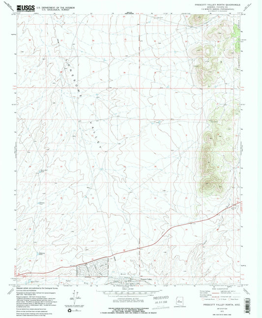 Classic USGS Prescott Valley North Arizona 7.5'x7.5' Topo Map Image