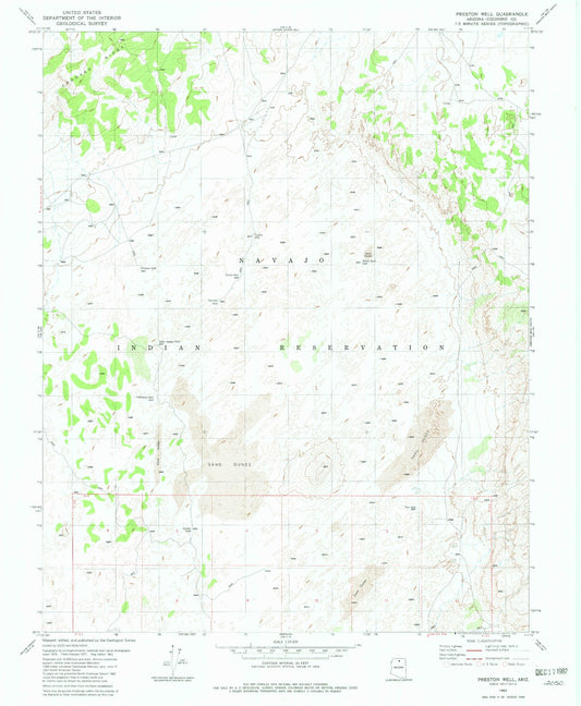 Classic USGS Preston Well Arizona 7.5'x7.5' Topo Map Image