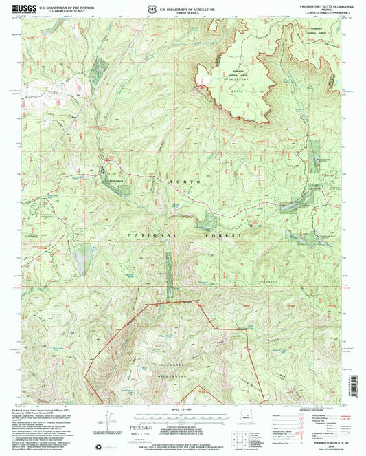 Classic USGS Promontory Butte Arizona 7.5'x7.5' Topo Map Image