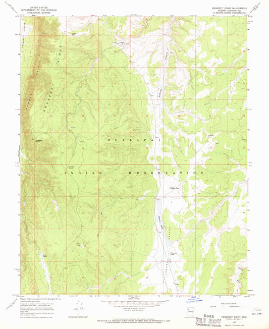 Classic USGS Prospect Point Arizona 7.5'x7.5' Topo Map Image