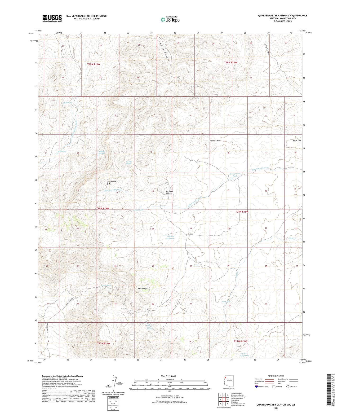 Quartermaster Canyon SW Arizona US Topo Map Image