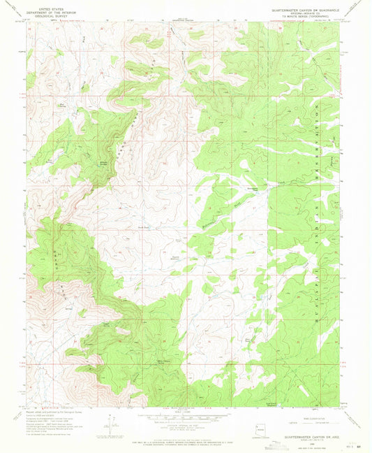 Classic USGS Quartermaster Canyon SW Arizona 7.5'x7.5' Topo Map Image