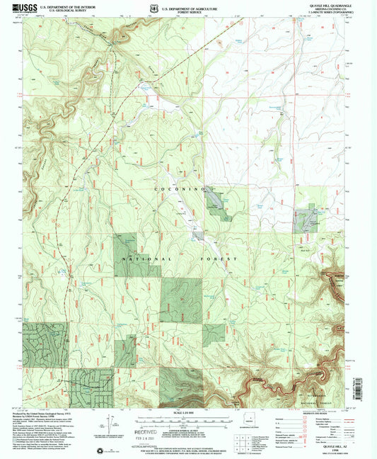 Classic USGS Quayle Hill Arizona 7.5'x7.5' Topo Map Image