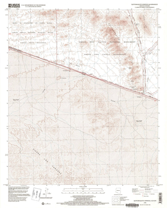 Classic USGS Quitobaquito Springs Arizona 7.5'x7.5' Topo Map Image