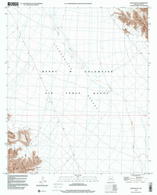 Classic USGS Raven Butte Arizona 7.5'x7.5' Topo Map Image