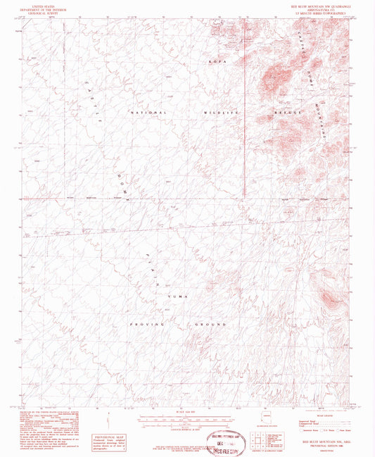 Classic USGS Red Bluff Mountain NW Arizona 7.5'x7.5' Topo Map Image