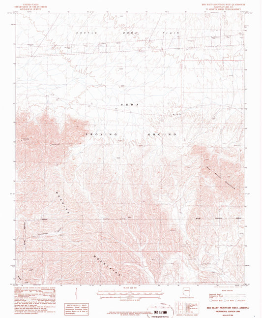 Classic USGS Red Bluff Mountain West Arizona 7.5'x7.5' Topo Map Image