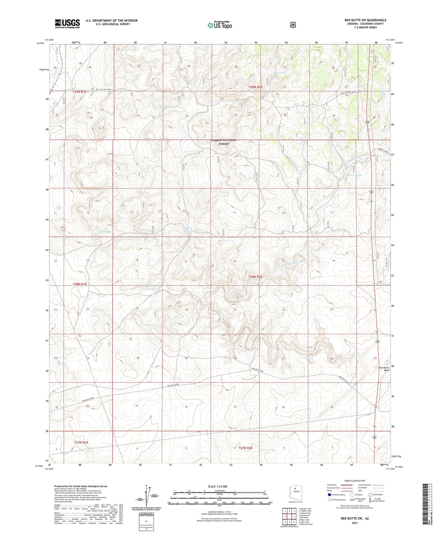 Red Butte SW Arizona US Topo Map Image