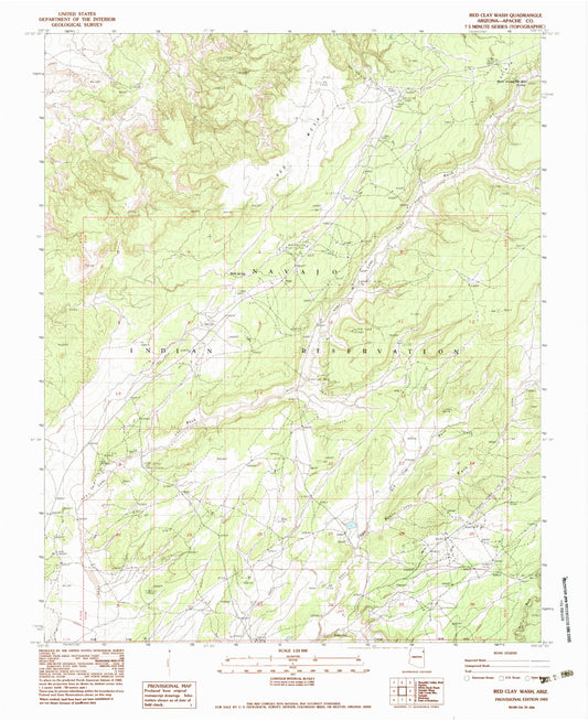 Classic USGS Red Clay Wash Arizona 7.5'x7.5' Topo Map Image