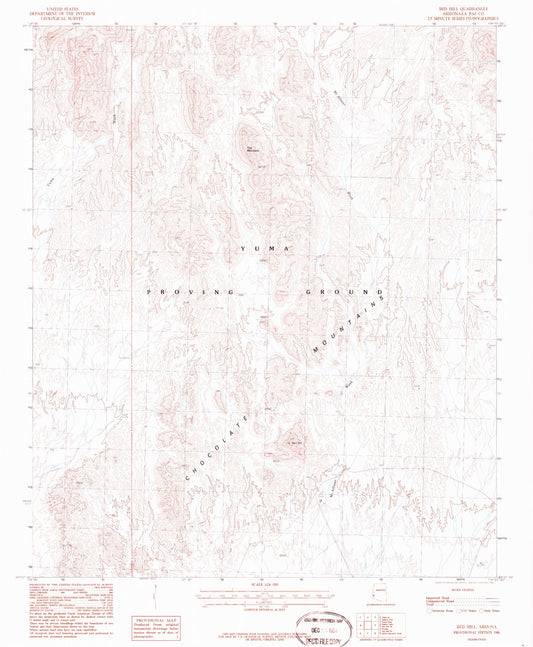 Classic USGS Red Hill Arizona 7.5'x7.5' Topo Map Image
