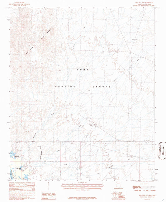 Classic USGS Red Hill SW Arizona 7.5'x7.5' Topo Map Image