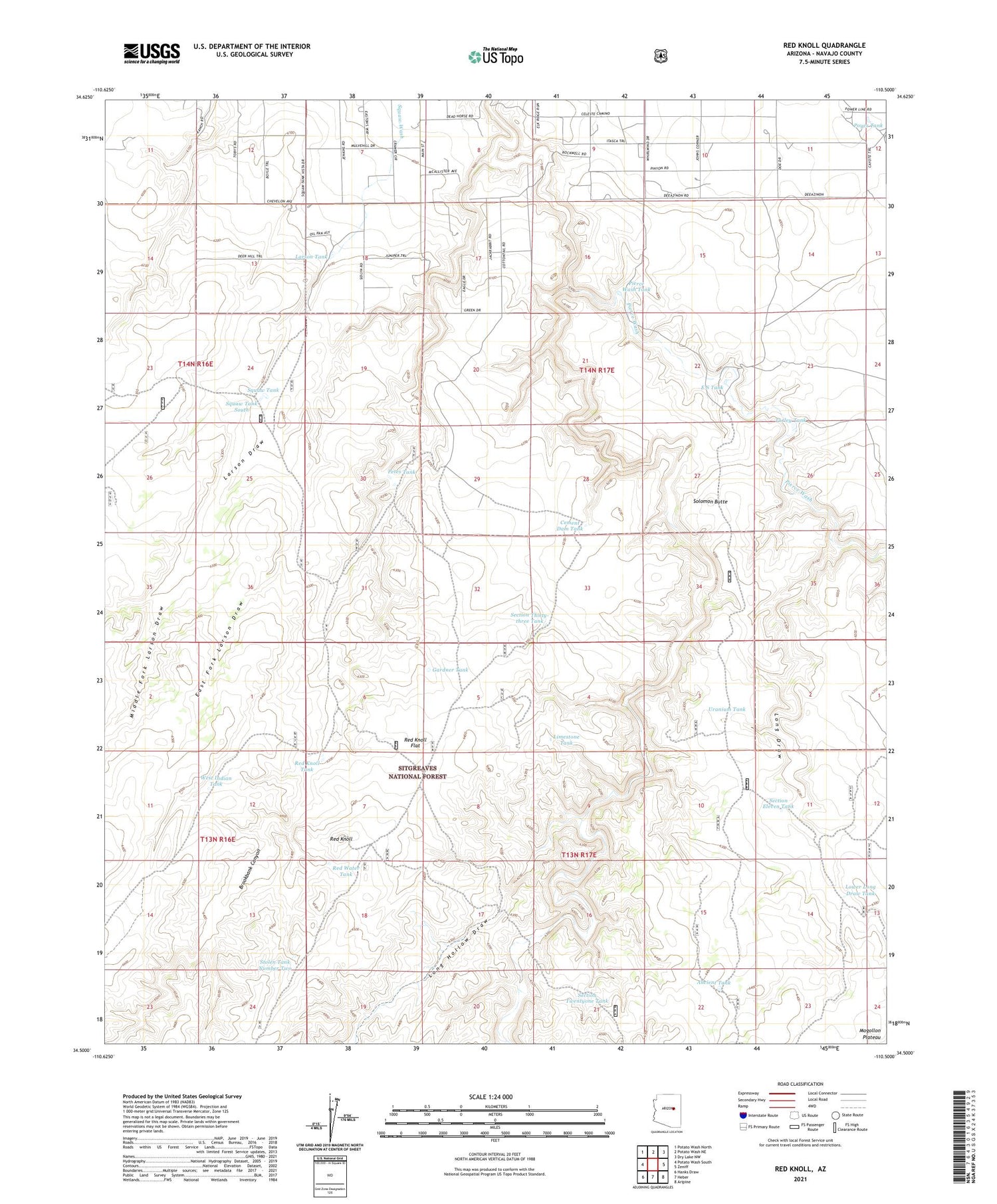 Red Knoll Arizona US Topo Map Image