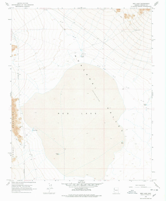 Classic USGS Red Lake Arizona 7.5'x7.5' Topo Map Image