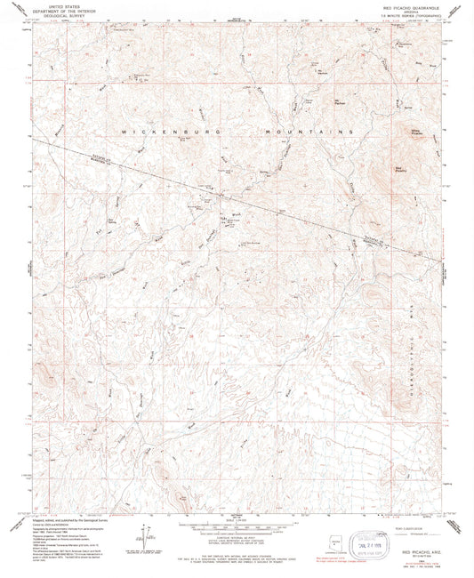 Classic USGS Red Picacho Arizona 7.5'x7.5' Topo Map Image