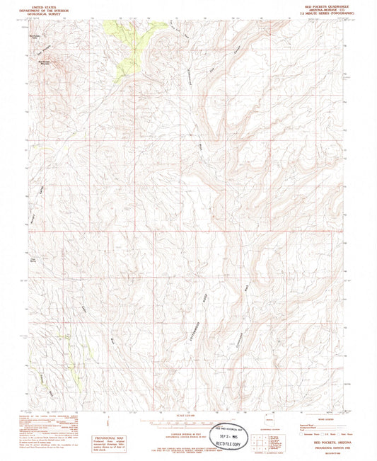 Classic USGS Red Pockets Arizona 7.5'x7.5' Topo Map Image