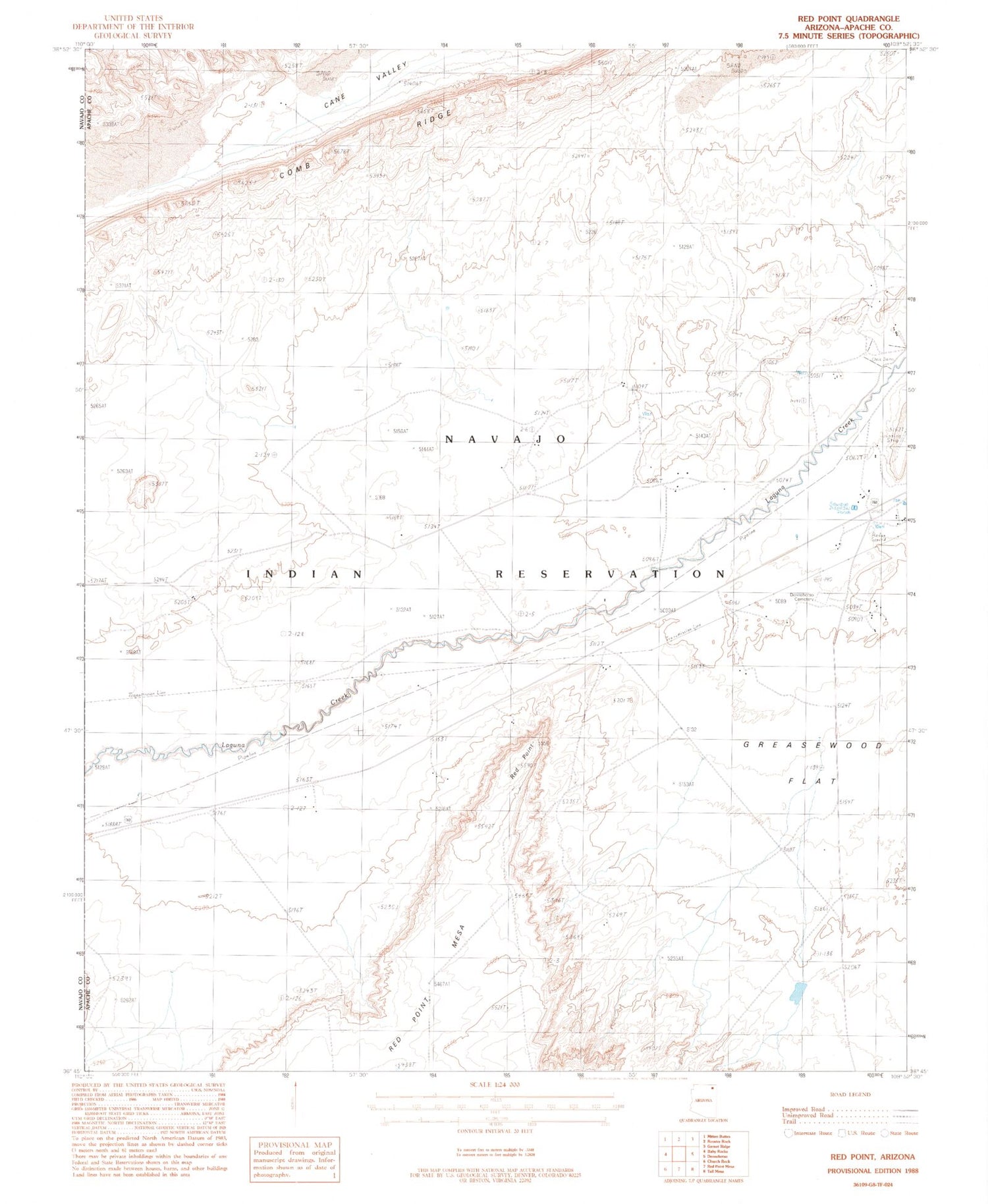 Classic USGS Red Point Arizona 7.5'x7.5' Topo Map Image