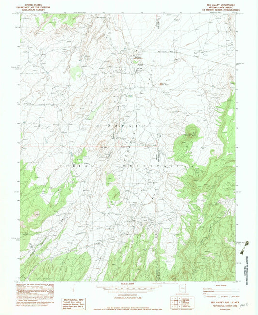 Classic USGS Red Valley Arizona 7.5'x7.5' Topo Map Image