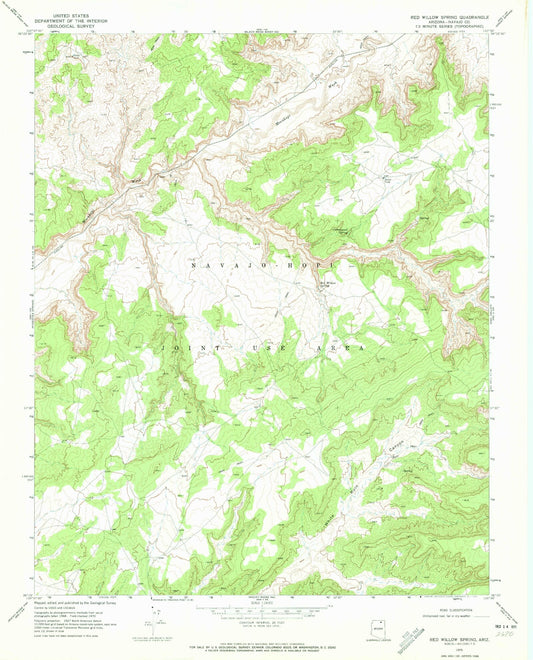 Classic USGS Red Willow Spring Arizona 7.5'x7.5' Topo Map Image
