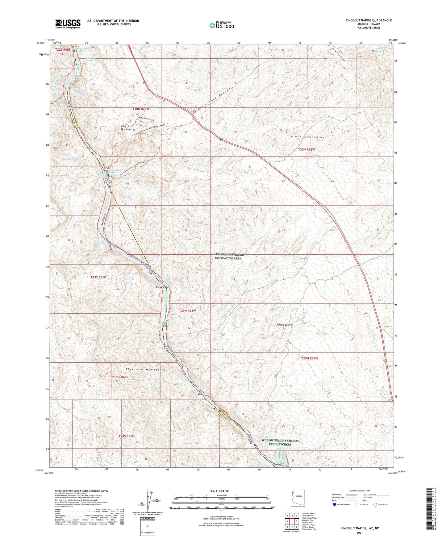 Ringbolt Rapids Arizona US Topo Map Image