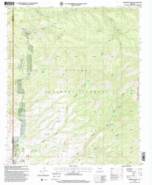 Classic USGS Robinson Mesa Arizona 7.5'x7.5' Topo Map Image