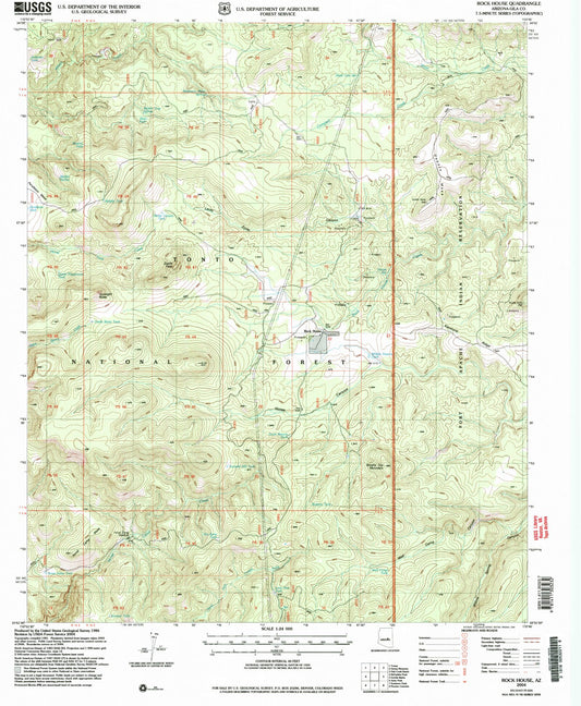 Classic USGS Rock House Arizona 7.5'x7.5' Topo Map Image