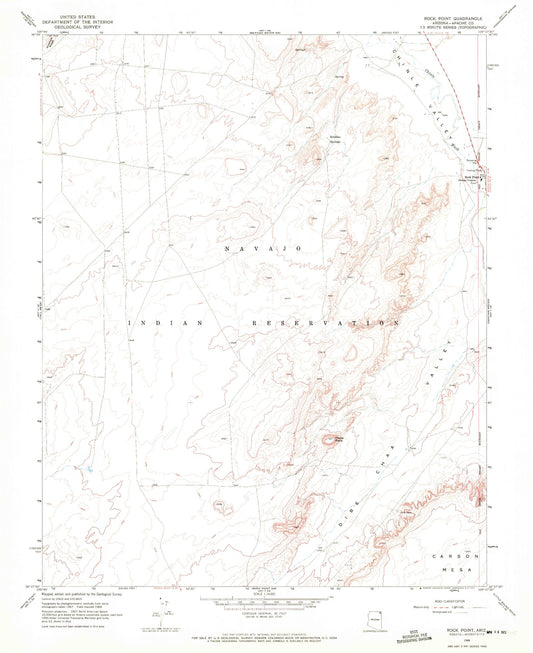 Classic USGS Rock Point Arizona 7.5'x7.5' Topo Map Image