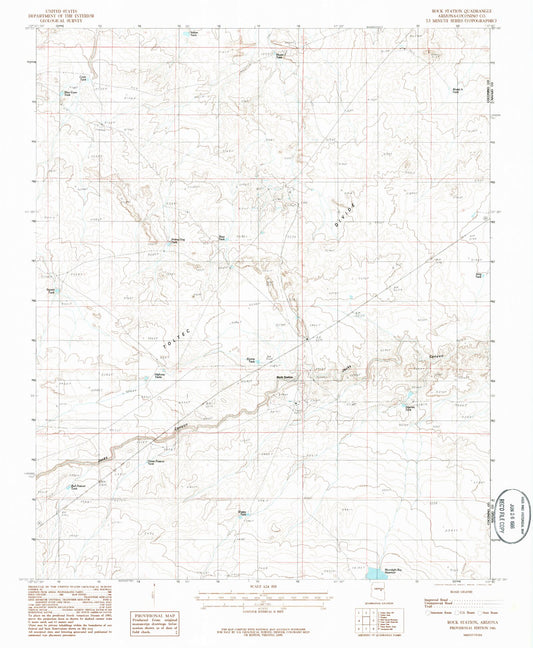 Classic USGS Rock Station Arizona 7.5'x7.5' Topo Map Image