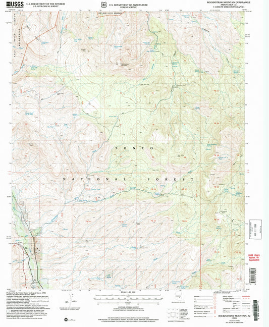 Classic USGS Rockinstraw Mountain Arizona 7.5'x7.5' Topo Map Image