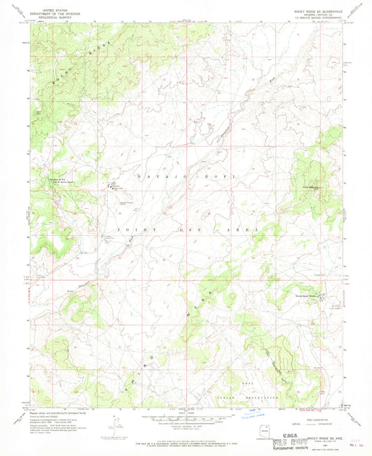 Classic USGS Rocky Ridge SE Arizona 7.5'x7.5' Topo Map Image
